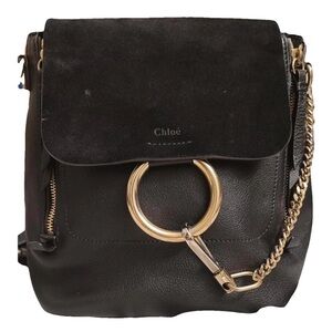 Chloé Black and Gold Medium Leather Backpack
